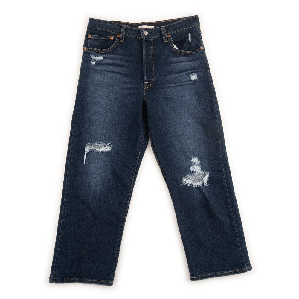 LEVI'S Ribcage Ankle Straight distressed high rise button fly jeans size 31